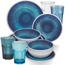 Melamin Geschirr Set blau 4