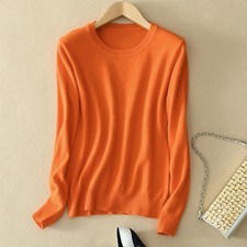 Damen Strickpullover Winter Warm Wolle Kaschmir Rundhals Solid Pullover Slim Fit