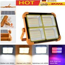 LED Arbeitsleuchte Flutlicht Solar Akku Aufladbar Baustrahler Werkstattlampe