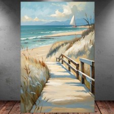 LEINWAND BILD ER XXL ABSTRAKT MEER STEG STRAND DÜNEN SEGELBOOT WAND POSTER P1294