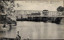 Ak Denée Maine et Loire, Le Port qui tremble, Pont sur le Louet - 2865227