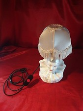 Alte Pierrot Harlekin Leute Tischlampe Nachttischlampe Keramik Stoffschirm (5533
