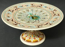 Alte 32cm gr. Majolika Fuß Kuchenplatte Platte Teller Tortenplatte Sarreguemines