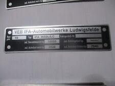 Typenschild ID-Plate Schild IFA VEB Ludwigsfelde LKW W50 L/LC bj Oldtimer