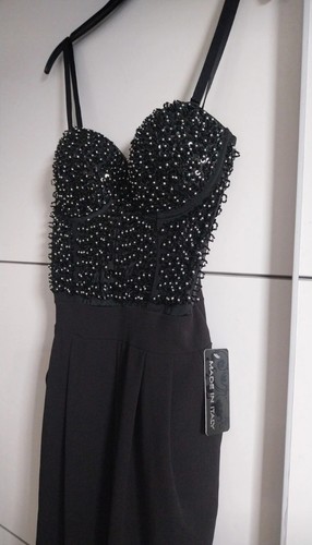 Jumpsuit schwarz perlen - schwarz,