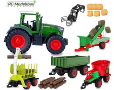 Jamara Landmaschinen Traktor FENDT 1:24 Anhänger Schwader Kipper Frontlader Pflu