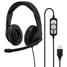 Hama PC Office USB Headset Stereo Kophörer mit Boom Mikrofon Mikro Büro Notebook