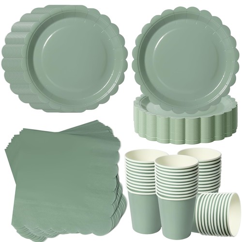 Partygeschirr set salbeigrün - partygeschirr,
