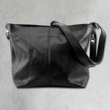 Florence Echtleder Schultertasche Damen schwarz Umhängetasche OTF829S