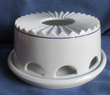 Arzberg Stövchen 13 cm 2-tlg. weiß mit blauer Linie Porzellan Teewärmer