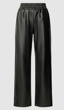 QS Damen Hose schwarz Lederoptik gr. 34 weites Bein Glanzhose  Schlupfhose 