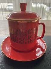 teetasse mit untertasse und deckel - china red Porzellan 