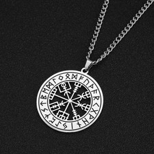 Halskette Kompass Anhänger Wikinger Silber Herren Rune Schmuck Edelstahl Kette