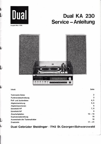 Service manual für dual - manual,