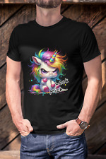 T-Shirt Herren Damen Unisex Rundhals Einhorn Leck mich Stinkefinger Tee