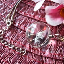 Löwenzahn Pusteblume Halskette Harz Glaskugel Terrarium Schmuck Anhänger 50 cm 