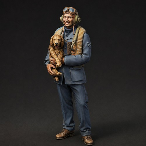 British pilot ww2 with dog - pilot,