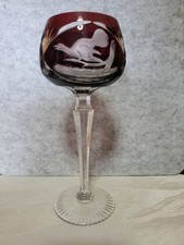 Römer Bleikristall Weinglas rot alte Serie Rar Mundgeblasen 19 Vogel Fasan Glas 