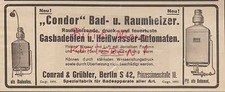 BERLIN, Werbung 1927, Conrad & Grübler Bad-Raum-Heizer Gas-Bade-Öfen
