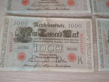 8 Stück Reichsbanknote: 1000 Reichsmark von 1910 Kaiserreich