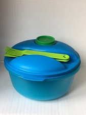 TUPPERWARE Salad & Go 1,5 Liter Salat Dose To go mit Behälter Blau/Grün