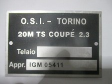 Typenschild id-plate Schild OSI Ford 20m 20 M TS 2,3 Coupe s57
