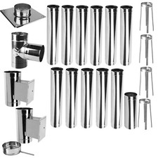 Schornstein Bausatz Edelstahl einwandig 100 120 150 200 Kamin Sanierung Set EW17