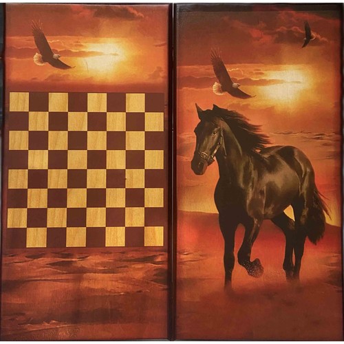Backgammonspiel pferd aus holz - backgammonspiel,