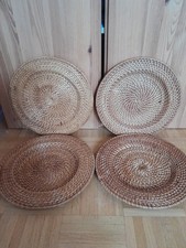 4er Set, Vintage Platzset, Korb, Korbteller