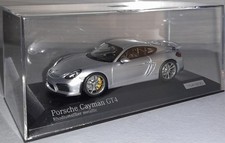 PORSCHE CAYMAN GT4 RHODIUM SILBER SONDERMODELL CARTIMA MINICHAMPS 1:43 VITRINE