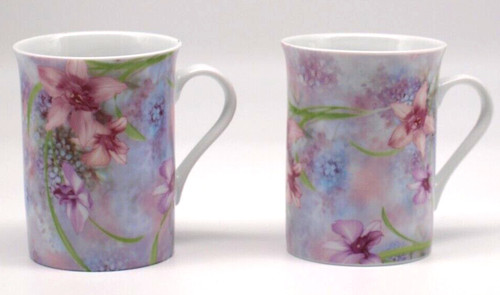 2er set becher - keramik, blumen