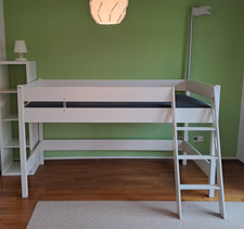 Spielbett Biancomo PAIDI weiß 90x200cm mit Lattenrost und Segelzelt