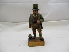 Handarbeit – Holz Figur Skulptur „Der Jäger mit Hund“ Handbemalt – 19x9 cm