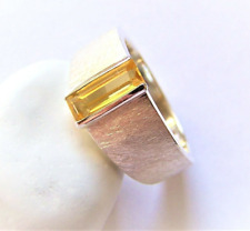 Gold Beryll Ring 925 Silber W 56 gelb breit Unikat Handarbeit Hochzeit