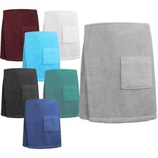 Saunakilt Herren Badetuch Saunatuch Baumwolle Klettverschluss Tasche Weich