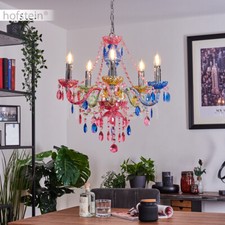 Kronleuchter Pendel Hänge Leuchte Wohn Schlaf Ess Zimmer Raum Lampen Chrom Bunt 