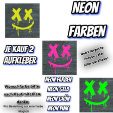 2x Neon Aufkleber Gesicht Fun