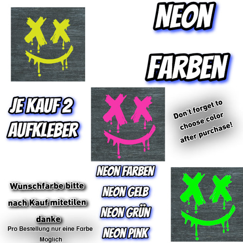 Neon aufkleber gesicht - 2x,