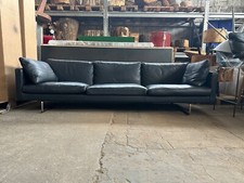 Großes, luxuriöses schwarzes Leder-Sofa von Flexform