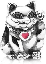 Pandora Damen-Charm 925 Sterling Silber Winkende Katze Emaille rosa 790989EN05