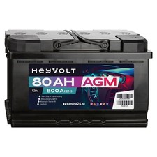 HeyVolt 80Ah 12V 800A EN AGM Start Autobatterie PKW Starterbatterie Wartungsfrei