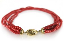 Korallenkette 5-reihig Schließe aus 750/- Gelbgold [BRORS 16058]