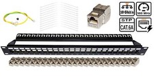 19" Keystone Patchpanel 1HE Verteilerfeld 24 Port + CAT 6A 10Gbit 500Mhz Module