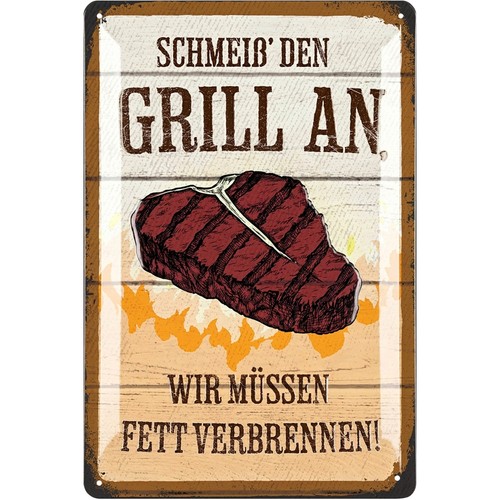 Retro blechschilder grillen - retro,
