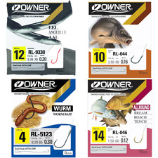 Owner® gebundene Zielfisch Haken Allround Zander Aal Wurm Karpfen Brasse Scholle