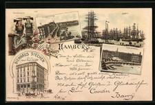 Lithographie Hamburg, Gasthof Bierhaus Siechen, Ecke Plan und Bergstrasse, Jung 