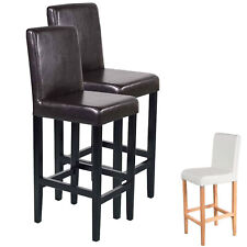 2er-Set Barhocker Vicenza, Tresenhocker Barstuhl, Lehne, Holz LEDER, creme braun