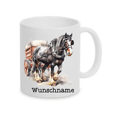 Personalisierte Tasse Kaltblut Pferd Shirehorse KutscheIndividuell  mit Namen