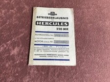 Betriebserlaubnis Hercules 220 MK 1960 Sachs 50/3 MK