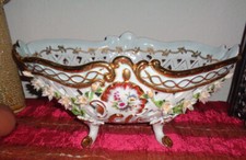 Große Jardiniere Prunkschale Obstschale Porzellan Blüten evtl. Neundorf G alt?